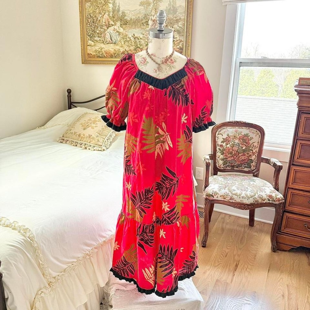 dress   vintage 80s‎ tropical print maxi dress Kary Kaye tagged a size XL